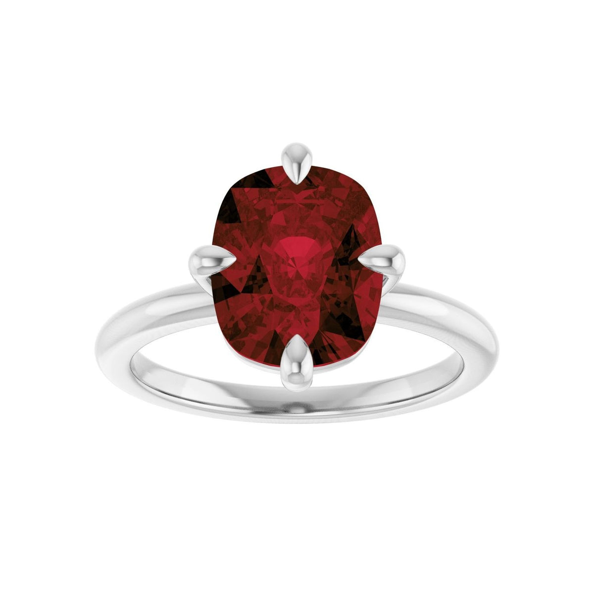Sapphire Row Natural Gemstone Oval Solitaire Ring - Mozambique Garnet, Platinum, 10 × 8 mm (view 3)