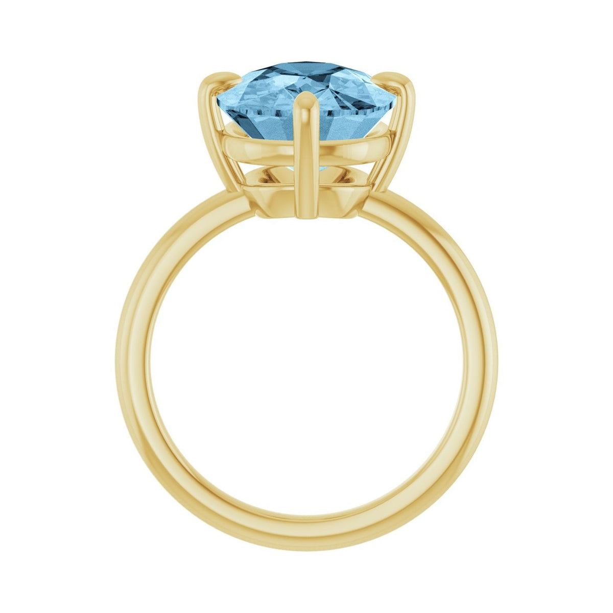 Sapphire Row Natural Gemstone Oval Solitaire Ring - Sky Blue Topaz, 14K Yellow Gold, 12 × 10 mm (view 2)