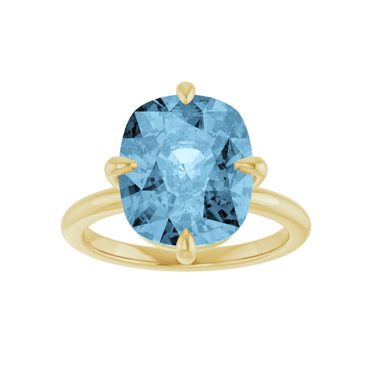 Sapphire Row Natural Gemstone Oval Solitaire Ring - Sky Blue Topaz, 14K Yellow Gold, 12 × 10 mm (view 3)
