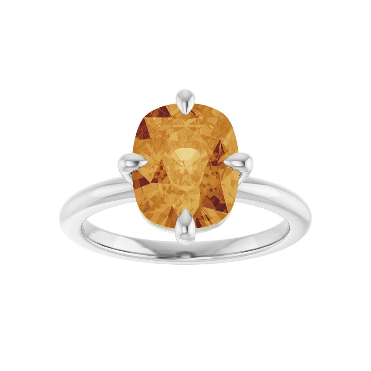 Sapphire Row Natural Gemstone Oval Solitaire Ring - Citrine, Platinum, 10 × 8 mm (view 3)