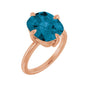 Sapphire Row Natural Gemstone Oval Solitaire Ring - London Blue Topaz, 14K Rose Gold, 12 × 10 mm