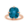 Sapphire Row Natural Gemstone Oval Solitaire Ring - London Blue Topaz, 14K Rose Gold, 12 × 10 mm (view 3)