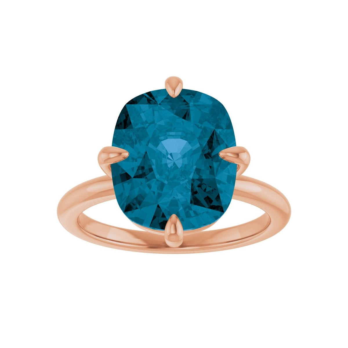 Sapphire Row Natural Gemstone Oval Solitaire Ring - London Blue Topaz, 14K Rose Gold, 12 × 10 mm (view 3)