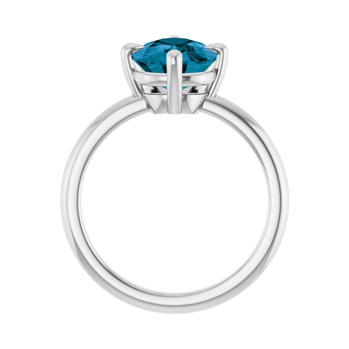 Sapphire Row Natural Gemstone Oval Solitaire Ring - London Blue Topaz, 14K White Gold, 10 × 8 mm (view 2)