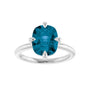 Sapphire Row Natural Gemstone Oval Solitaire Ring - London Blue Topaz, 14K White Gold, 10 × 8 mm (view 3)