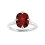 Sapphire Row Natural Gemstone Oval Solitaire Ring - Mozambique Garnet, 14K White Gold, 10 × 8 mm (view 3)