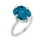 Sapphire Row Natural Gemstone Oval Solitaire Ring - London Blue Topaz, Platinum, 12 × 10 mm