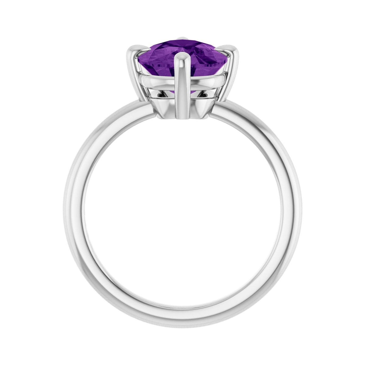 Sapphire Row Natural Gemstone Oval Solitaire Ring - Amethyst, Platinum, 10 × 8 mm (view 2)