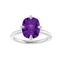 Sapphire Row Natural Gemstone Oval Solitaire Ring - Amethyst, Platinum, 10 × 8 mm (view 3)