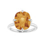 Sapphire Row Natural Gemstone Oval Solitaire Ring - Citrine, Platinum, 12 × 10 mm (view 3)