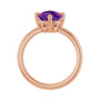 Sapphire Row Natural Gemstone Oval Solitaire Ring - Amethyst, 14K Rose Gold, 10 × 8 mm (view 2)