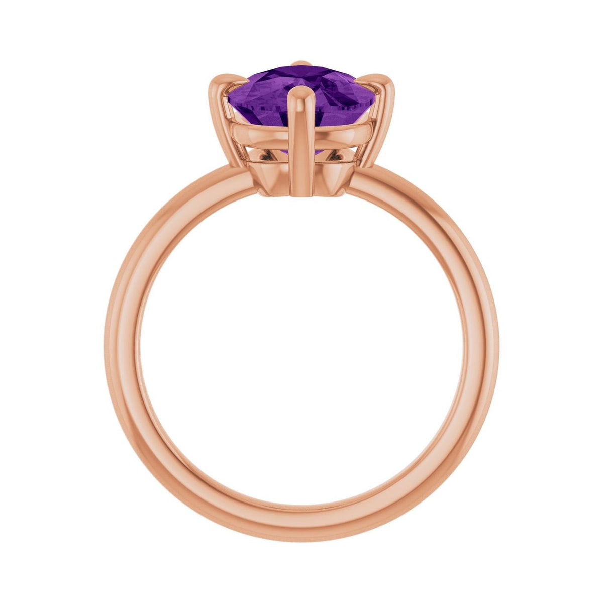 Sapphire Row Natural Gemstone Oval Solitaire Ring - Amethyst, 14K Rose Gold, 10 × 8 mm (view 2)