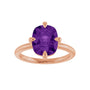 Sapphire Row Natural Gemstone Oval Solitaire Ring - Amethyst, 14K Rose Gold, 10 × 8 mm (view 3)