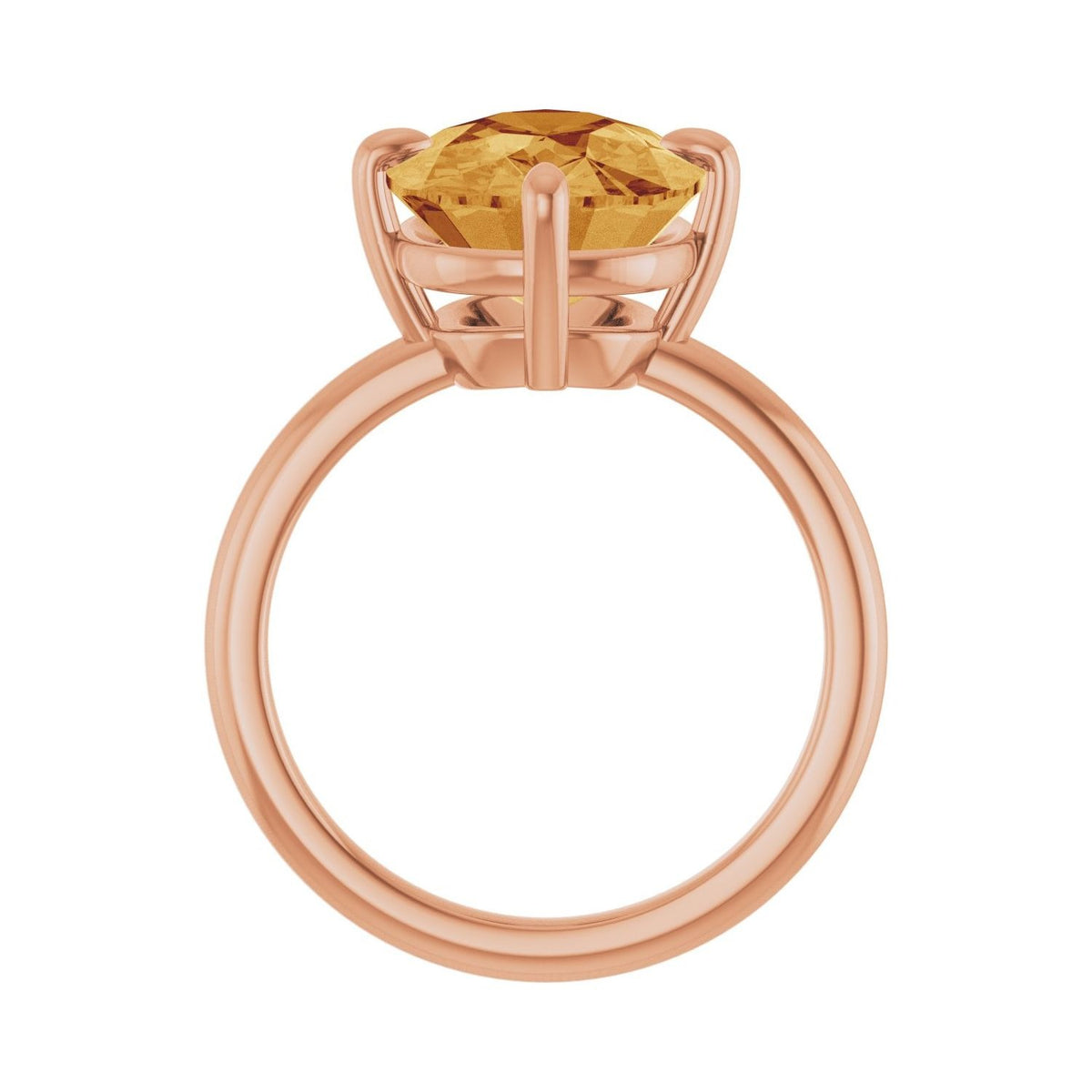 Sapphire Row Natural Gemstone Oval Solitaire Ring - Citrine, 14K Rose Gold, 12 × 10 mm (view 2)