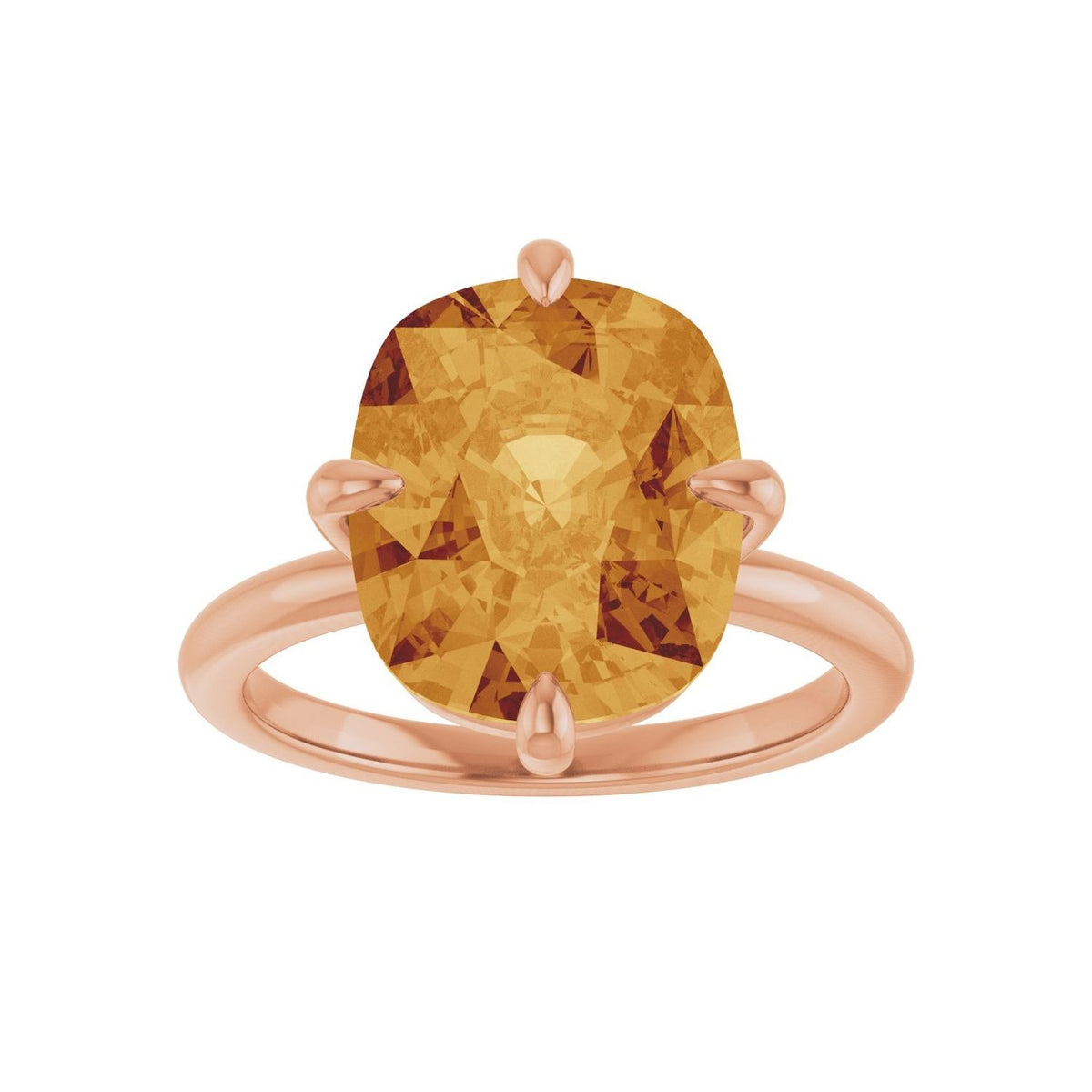 Sapphire Row Natural Gemstone Oval Solitaire Ring - Citrine, 14K Rose Gold, 12 × 10 mm (view 3)