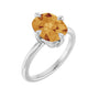 Sapphire Row Natural Gemstone Oval Solitaire Ring - Citrine, 14K White Gold, 10 × 8 mm