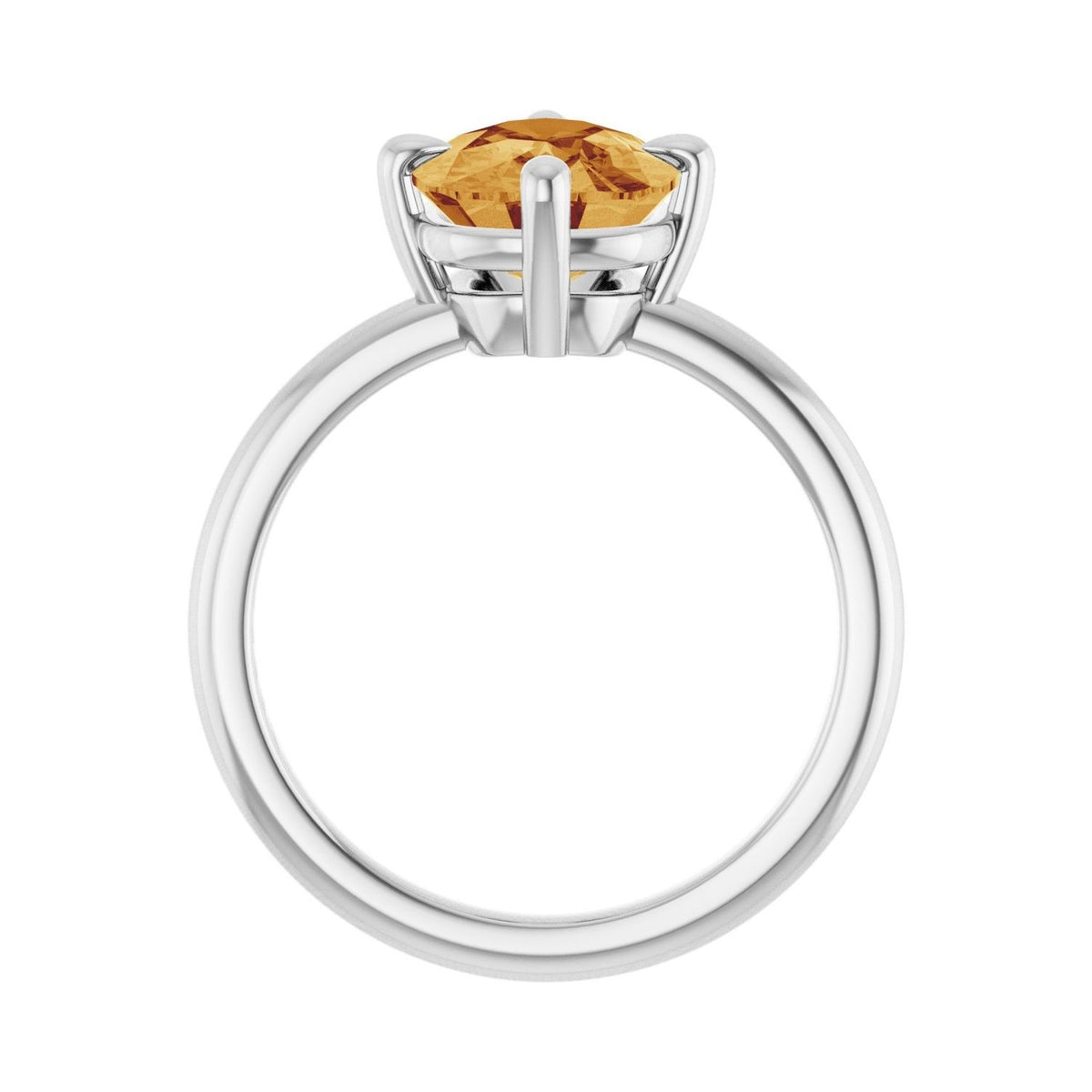 Sapphire Row Natural Gemstone Oval Solitaire Ring - Citrine, 14K White Gold, 10 × 8 mm (view 2)