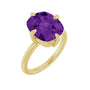 Sapphire Row Natural Gemstone Oval Solitaire Ring - Amethyst, 14K Yellow Gold, 12 × 10 mm