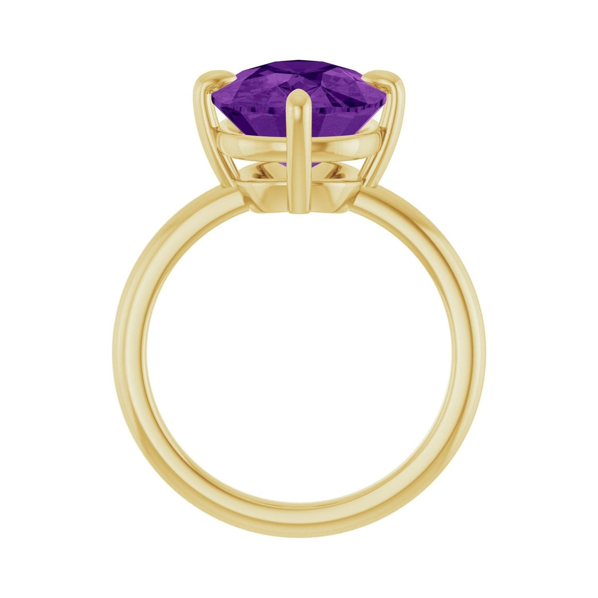 Sapphire Row Natural Gemstone Oval Solitaire Ring - Amethyst, 14K Yellow Gold, 12 × 10 mm (view 2)