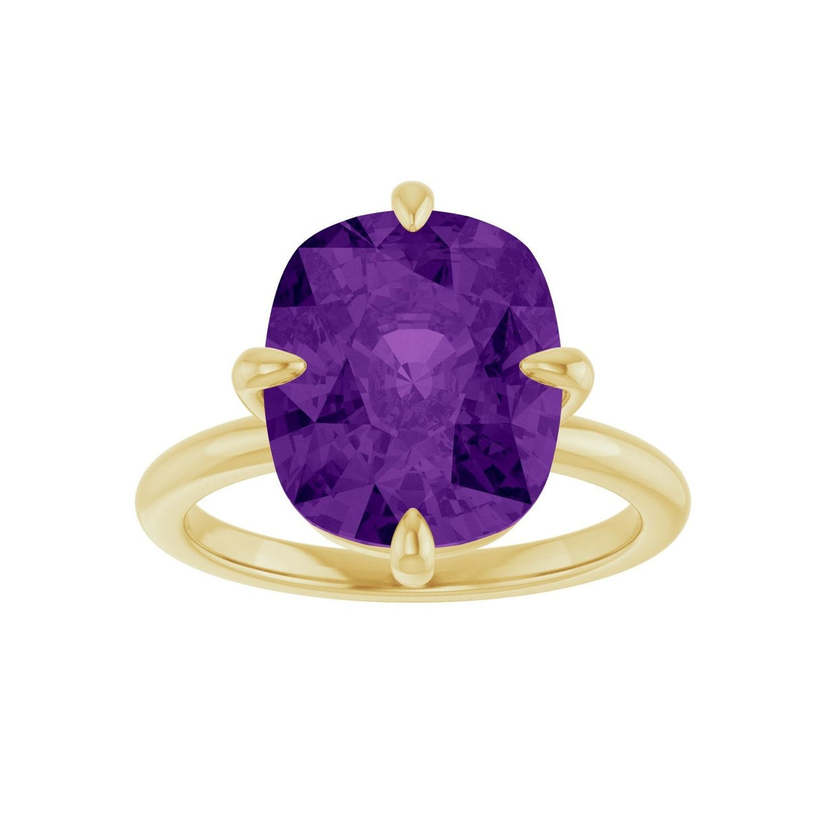 Sapphire Row Natural Gemstone Oval Solitaire Ring - Amethyst, 14K Yellow Gold, 12 × 10 mm (view 3)