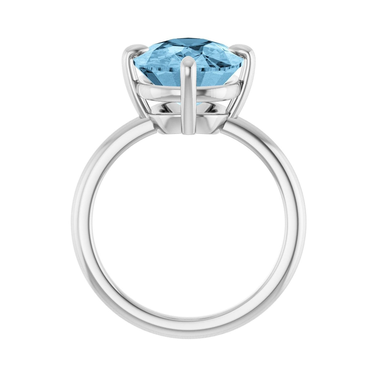 Sapphire Row Natural Gemstone Oval Solitaire Ring - Sky Blue Topaz, 14K White Gold, 12 × 10 mm (view 2)