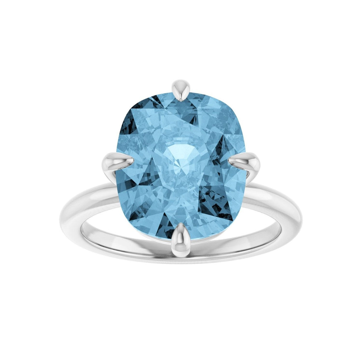 Sapphire Row Natural Gemstone Oval Solitaire Ring - Sky Blue Topaz, 14K White Gold, 12 × 10 mm (view 3)