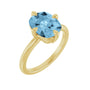 Sapphire Row Natural Gemstone Oval Solitaire Ring - Sky Blue Topaz, 14K Yellow Gold, 10 × 8 mm