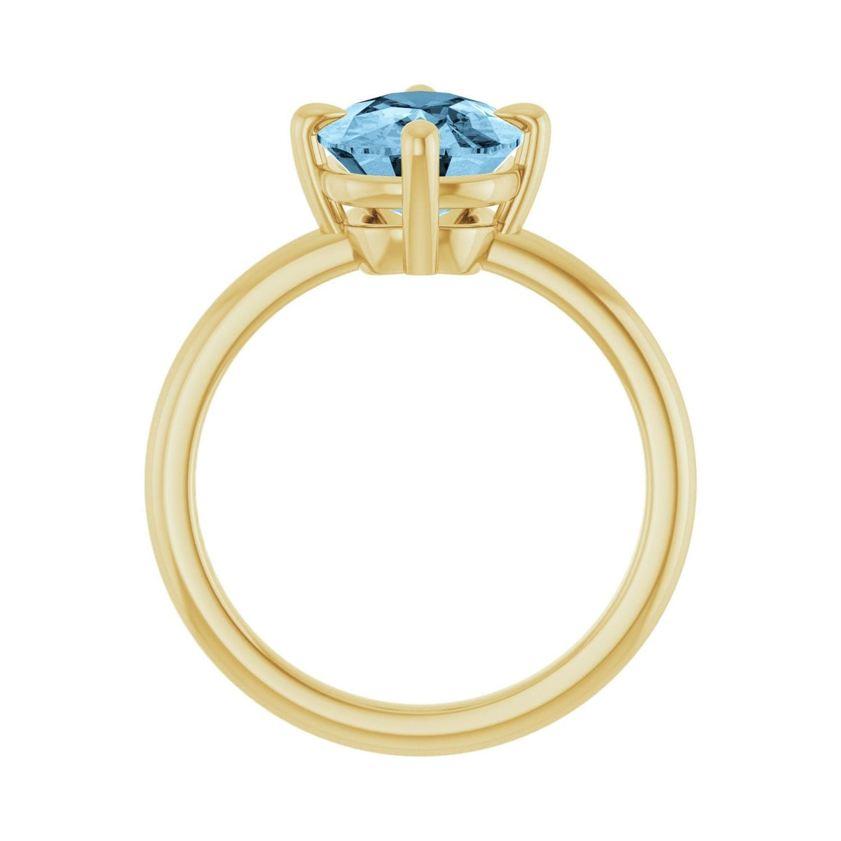 Sapphire Row Natural Gemstone Oval Solitaire Ring - Sky Blue Topaz, 14K Yellow Gold, 10 × 8 mm (view 2)