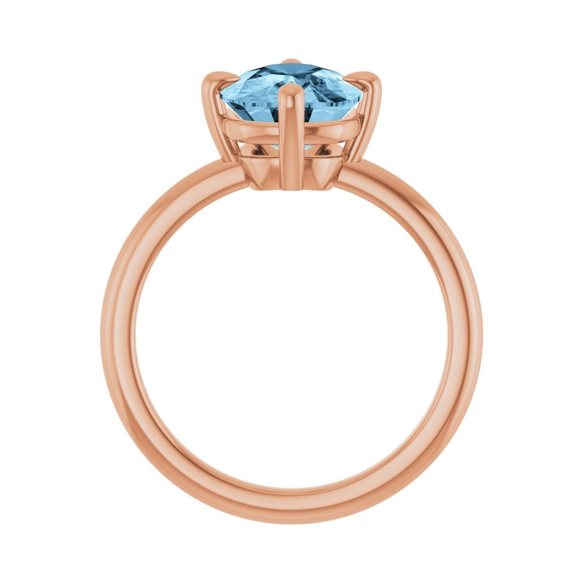 Sapphire Row Natural Gemstone Oval Solitaire Ring - Sky Blue Topaz, 14K Rose Gold, 10 × 8 mm (view 2)