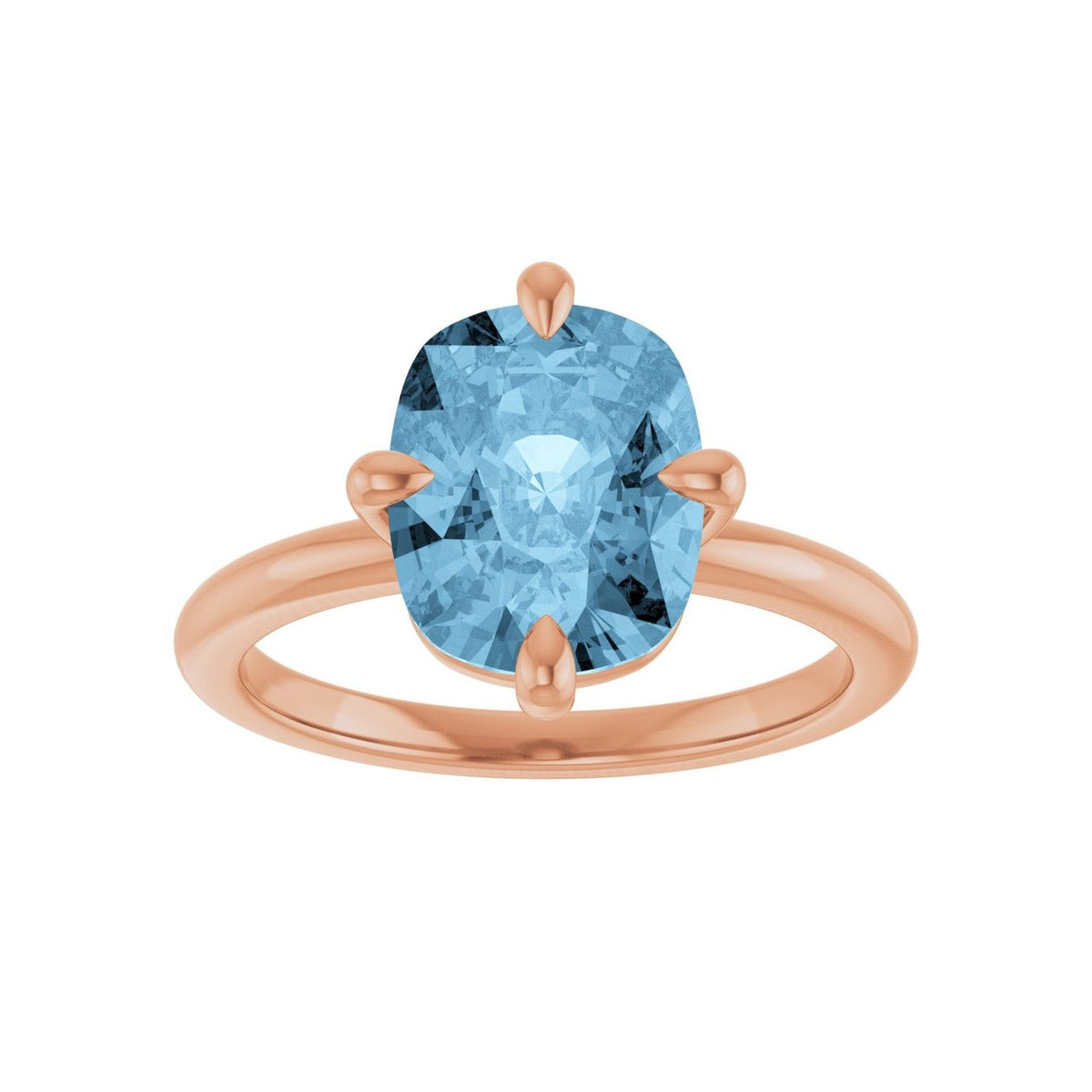 Sapphire Row Natural Gemstone Oval Solitaire Ring - Sky Blue Topaz, 14K Rose Gold, 10 × 8 mm (view 3)