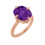 Sapphire Row Natural Gemstone Oval Solitaire Ring - Amethyst, 14K Rose Gold, 12 × 10 mm