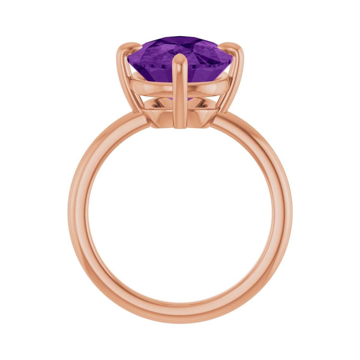 Sapphire Row Natural Gemstone Oval Solitaire Ring - Amethyst, 14K Rose Gold, 12 × 10 mm (view 2)