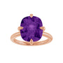 Sapphire Row Natural Gemstone Oval Solitaire Ring - Amethyst, 14K Rose Gold, 12 × 10 mm (view 3)
