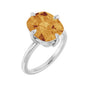 Sapphire Row Natural Gemstone Oval Solitaire Ring - Citrine, 14K White Gold, 12 × 10 mm