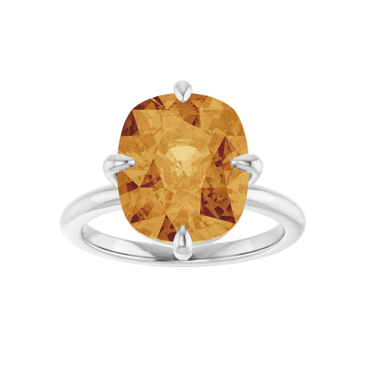Sapphire Row Natural Gemstone Oval Solitaire Ring - Citrine, 14K White Gold, 12 × 10 mm (view 3)
