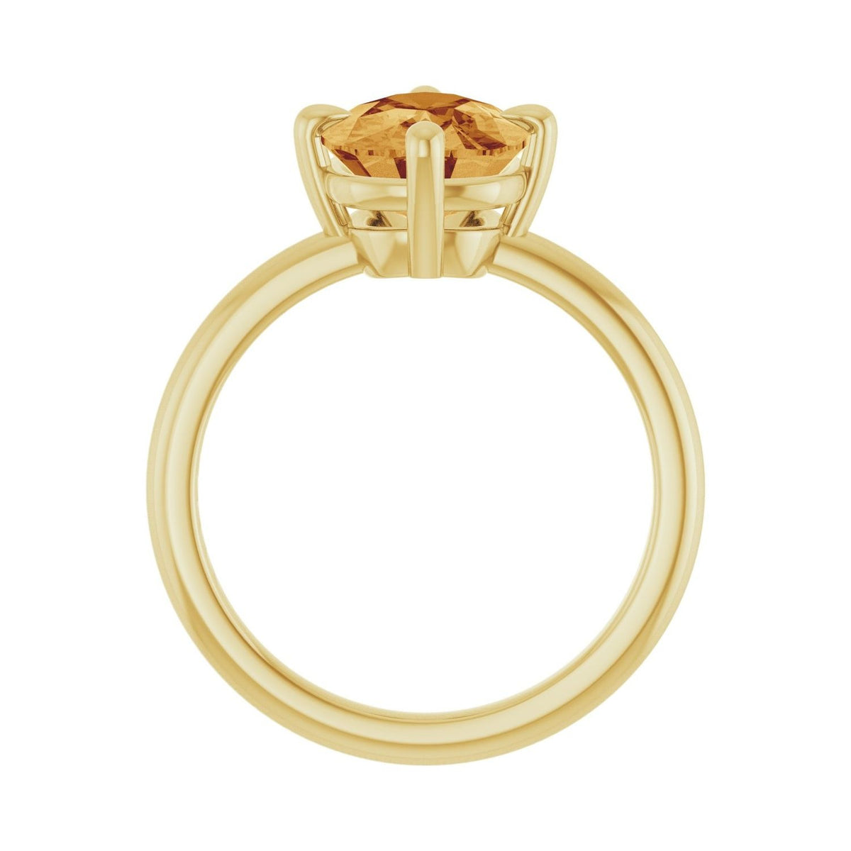 Sapphire Row Natural Gemstone Oval Solitaire Ring - Citrine, 14K Yellow Gold, 10 × 8 mm (view 2)