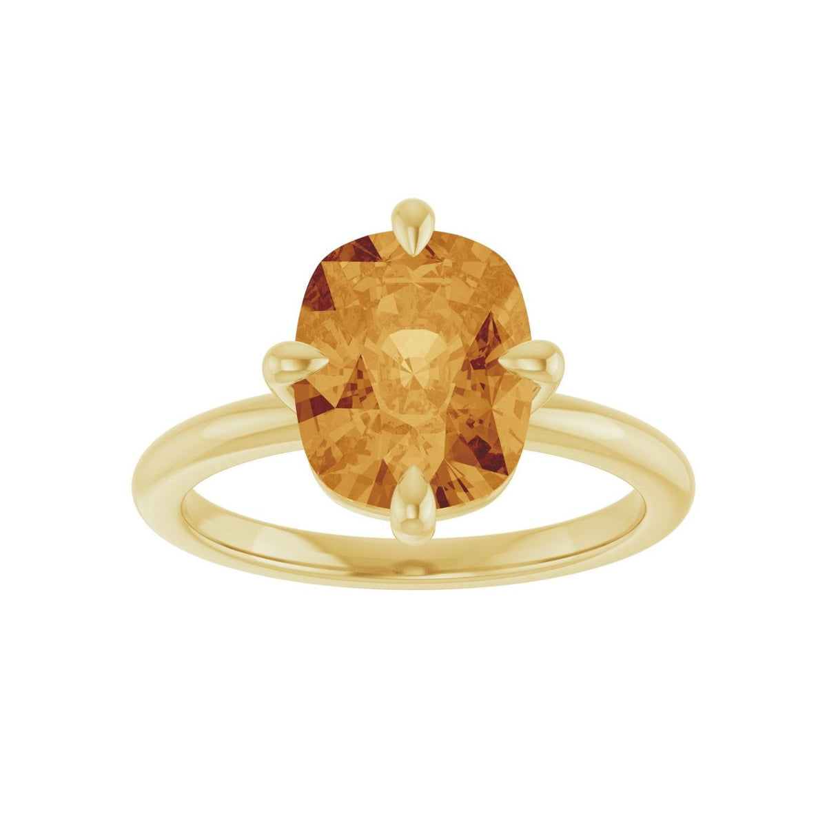 Sapphire Row Natural Gemstone Oval Solitaire Ring - Citrine, 14K Yellow Gold, 10 × 8 mm (view 3)