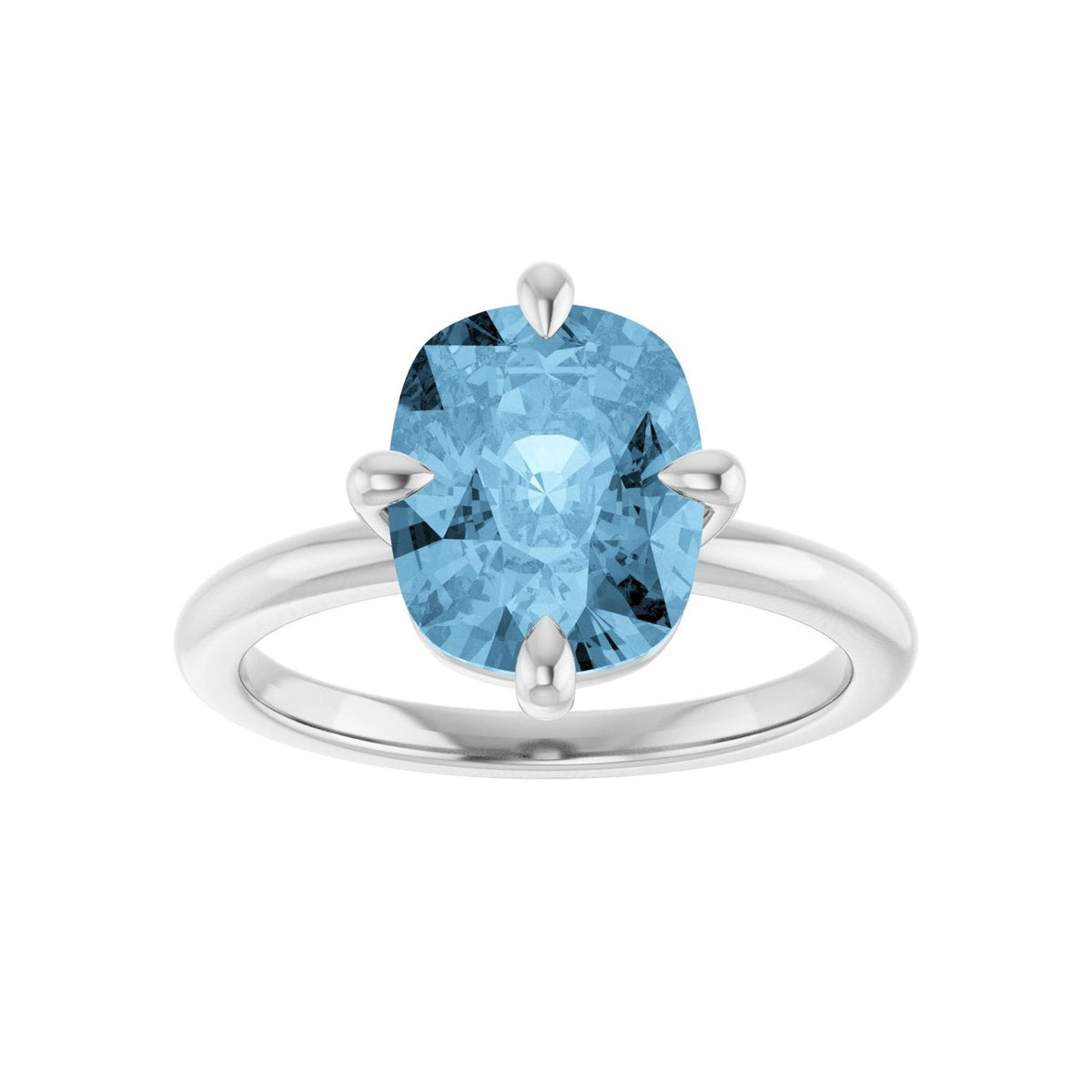 Sapphire Row Natural Gemstone Oval Solitaire Ring - Sky Blue Topaz, Platinum, 10 × 8 mm (view 3)