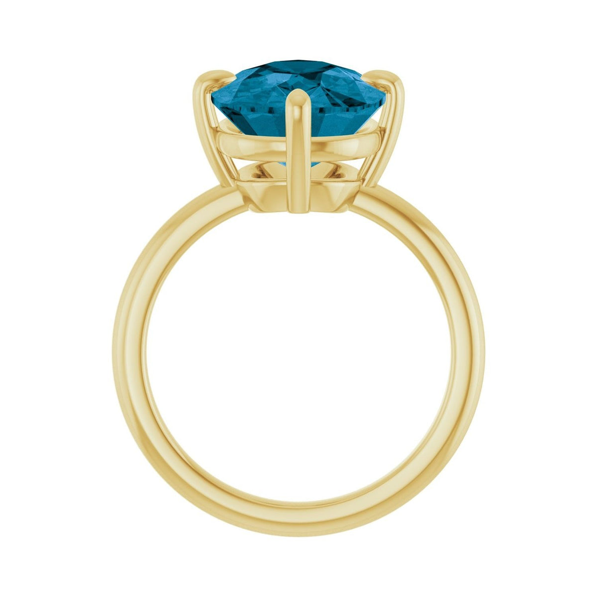 Sapphire Row Natural Gemstone Oval Solitaire Ring - London Blue Topaz, 14K Yellow Gold, 12 × 10 mm (view 2)