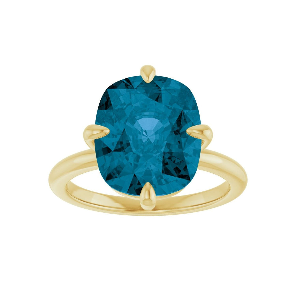 Sapphire Row Natural Gemstone Oval Solitaire Ring - London Blue Topaz, 14K Yellow Gold, 12 × 10 mm (view 3)