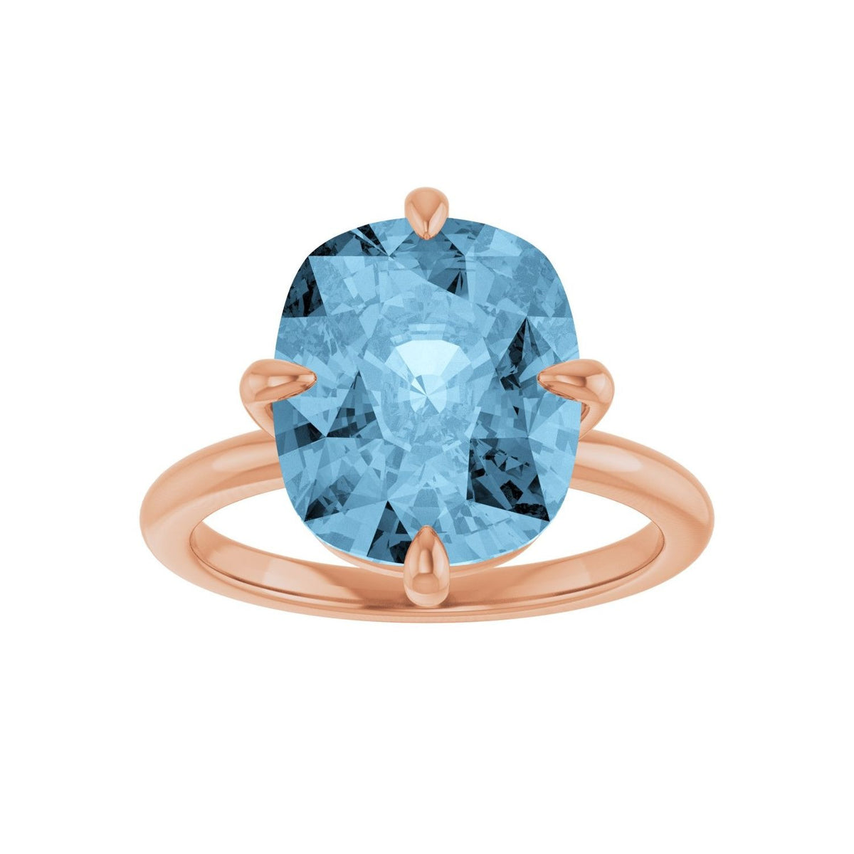 Sapphire Row Natural Gemstone Oval Solitaire Ring - Sky Blue Topaz, 14K Rose Gold, 12 × 10 mm (view 3)