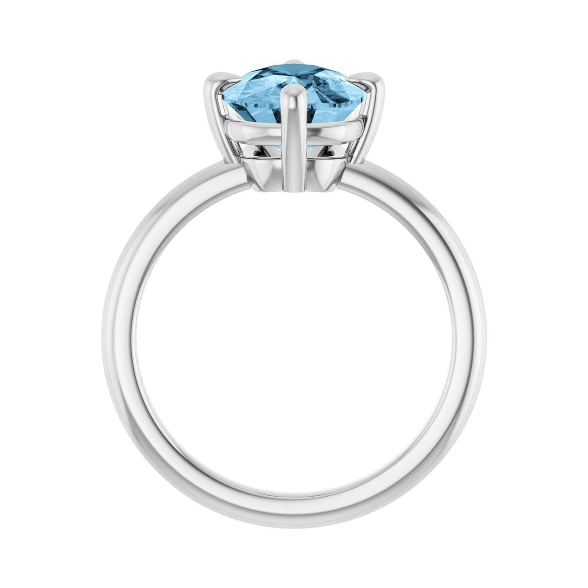 Sapphire Row Natural Gemstone Oval Solitaire Ring - Sky Blue Topaz, 14K White Gold, 10 × 8 mm (view 2)