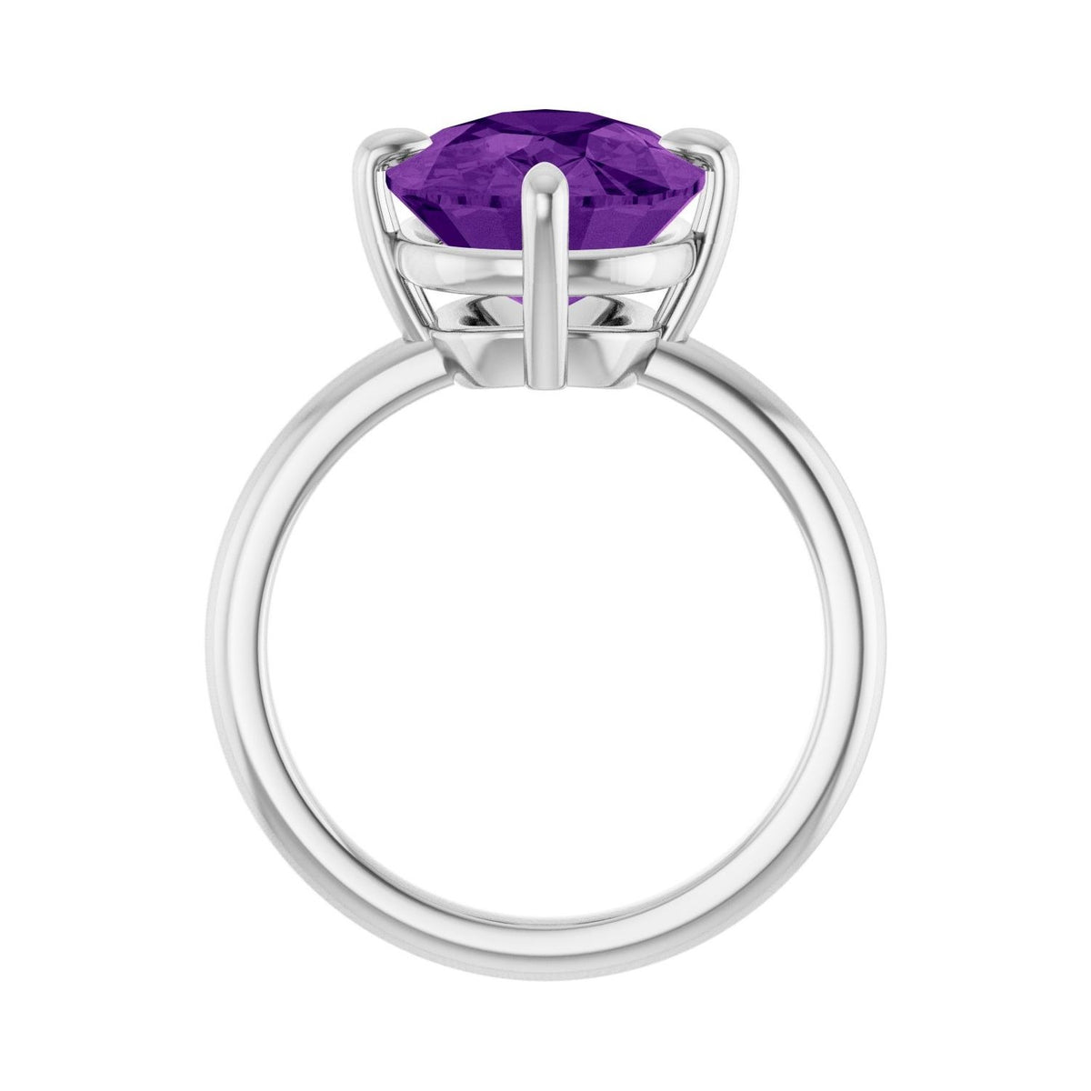 Sapphire Row Natural Gemstone Oval Solitaire Ring - Amethyst, Platinum, 12 × 10 mm (view 2)