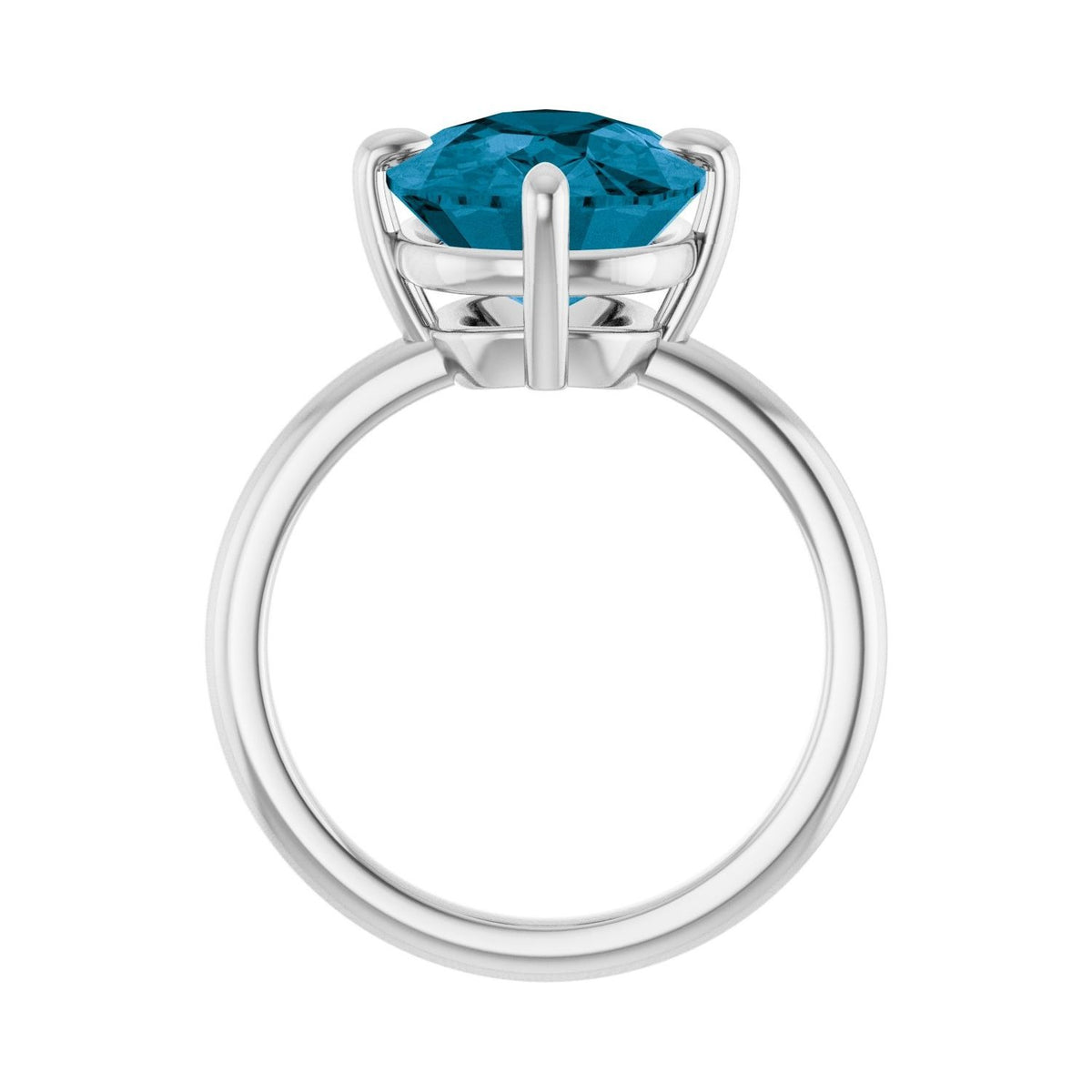 Sapphire Row Natural Gemstone Oval Solitaire Ring - London Blue Topaz, 14K White Gold, 12 × 10 mm (view 2)