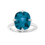 Sapphire Row Natural Gemstone Oval Solitaire Ring - London Blue Topaz, 14K White Gold, 12 × 10 mm (view 3)