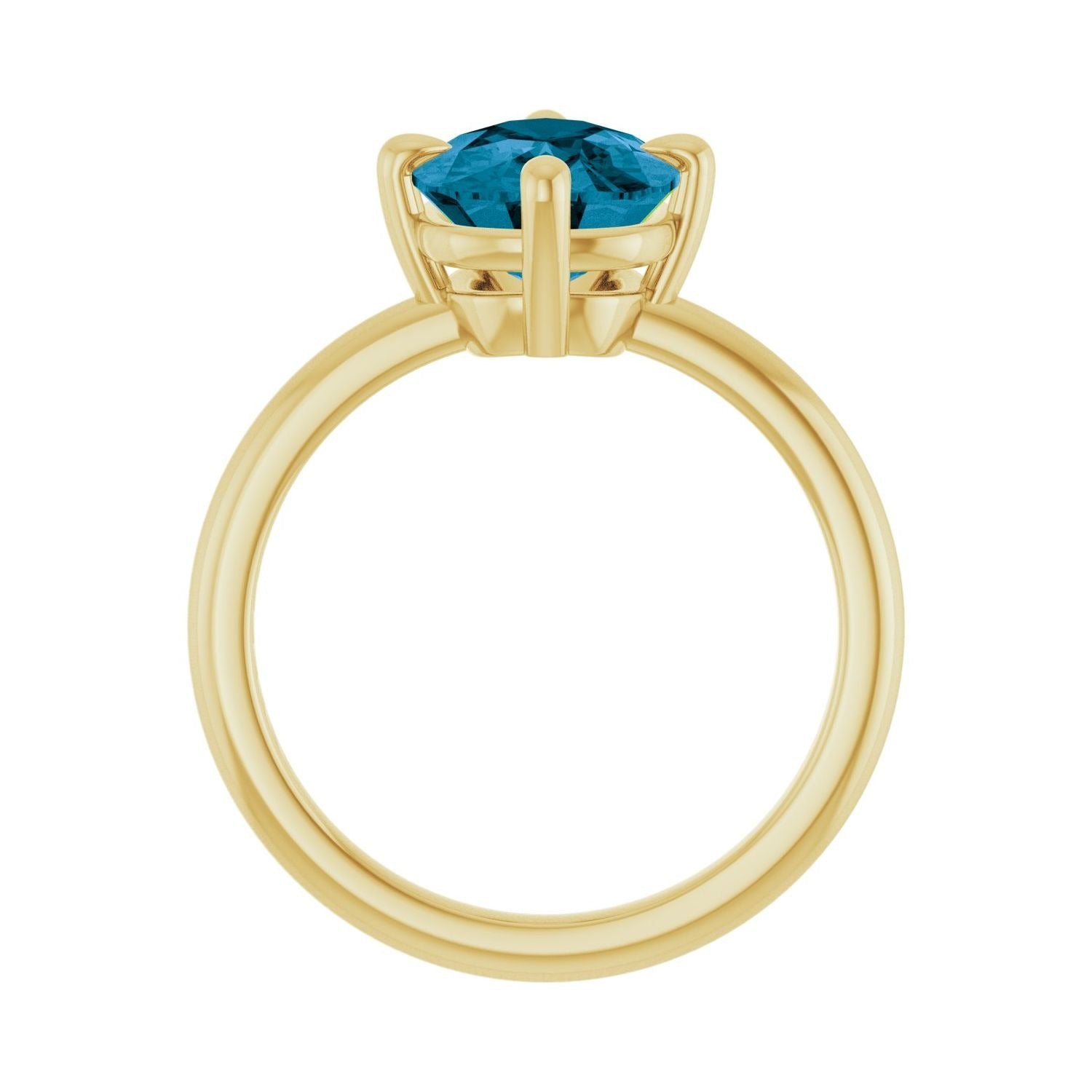 Sapphire Row Natural Gemstone Oval Solitaire Ring - London Blue Topaz, 14K Yellow Gold, 10 × 8 mm (view 2)
