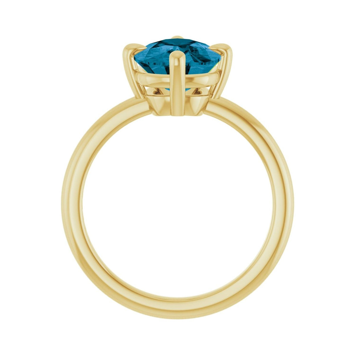 Sapphire Row Natural Gemstone Oval Solitaire Ring - London Blue Topaz, 14K Yellow Gold, 10 × 8 mm (view 2)