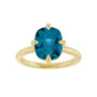 Sapphire Row Natural Gemstone Oval Solitaire Ring - London Blue Topaz, 14K Yellow Gold, 10 × 8 mm (view 3)