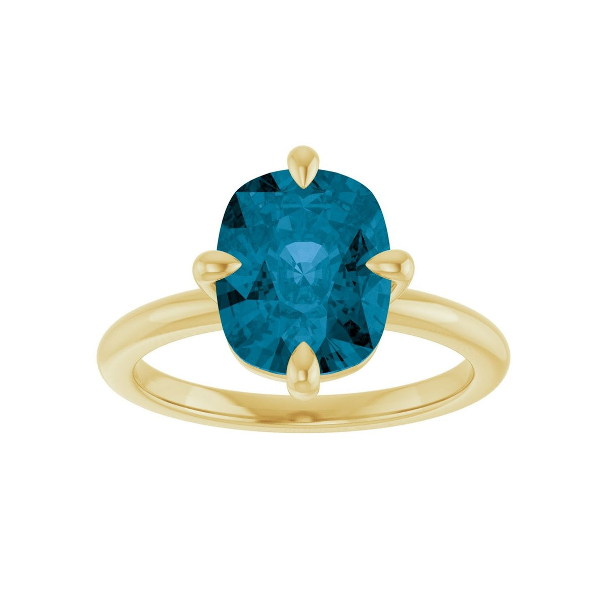 Sapphire Row Natural Gemstone Oval Solitaire Ring - London Blue Topaz, 14K Yellow Gold, 10 × 8 mm (view 3)