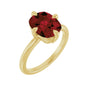Sapphire Row Natural Gemstone Oval Solitaire Ring - Mozambique Garnet, 14K Yellow Gold, 10 × 8 mm